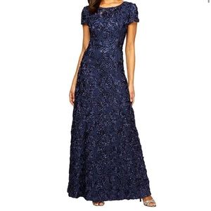 Alex Evenings Navy Evening Dress Gown